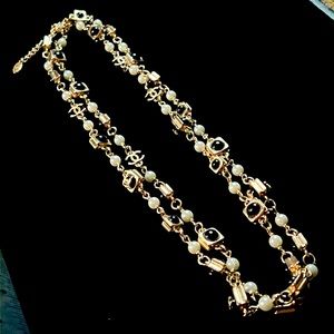 Gorgeous Vintage Chanel Faux Pearl Double Strand 40” Necklace